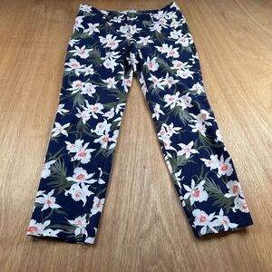 Old Navy Pixie Blue Floral Ankle Pants Women’s 10 Short Slim Stretch Crop